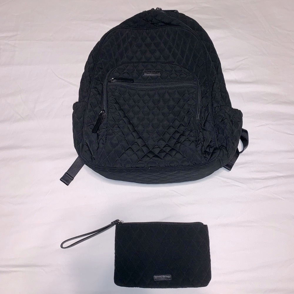 Black Vera Bradley back pack & zip up pouch bundle